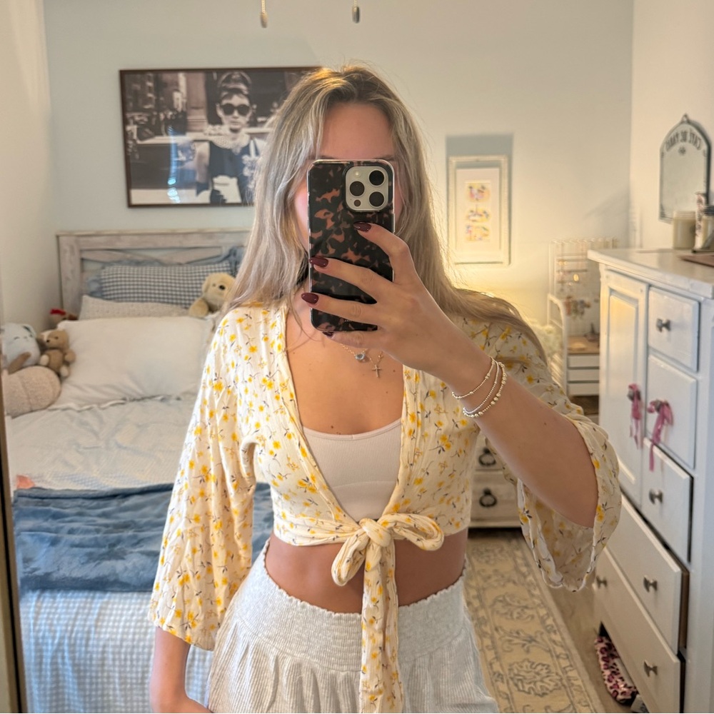 South Moon Under Yellow Floral Crop Top